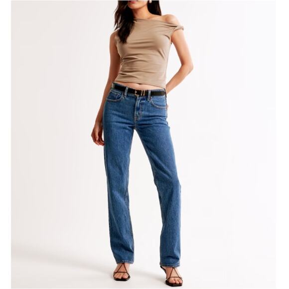 Abercrombie & Fitch Women's Dark Marble Mid Rise 90s Straight Jeans Size 30 - Picture 11 of 11